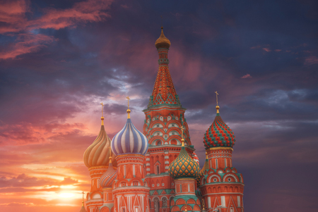 St. Basil's Cathedral - an Orthodox church on Red Square in Moscow, a well-known monument of Russian architecture.の写真素材