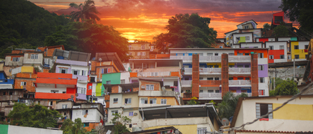 Rio de Janeiro downtown and favela.  Brazilの写真素材