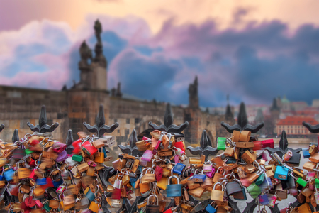 Prague - Charles bridge, Czech Republic. picturesque landscapeのeditorial素材
