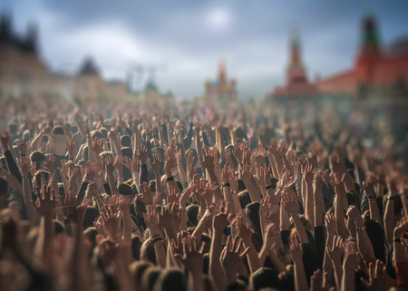 concert on Red Square in Moscow. A large collection of people