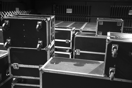preparation for the concert. Equipment boxesの写真素材