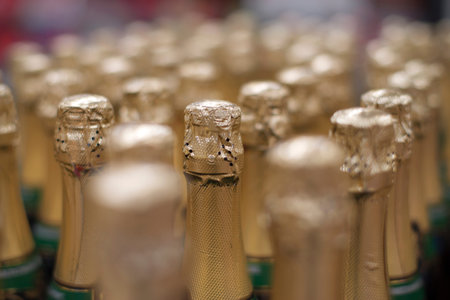 Many bottles of champagne in the store