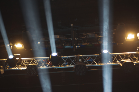 rays of light illuminate the scene at the concert.の写真素材