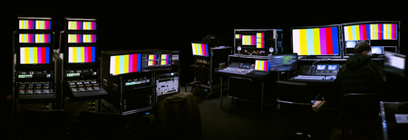 TV studio for filming programs and newsの写真素材
