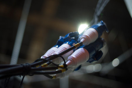 electrical wires for concert light. Stage preparation