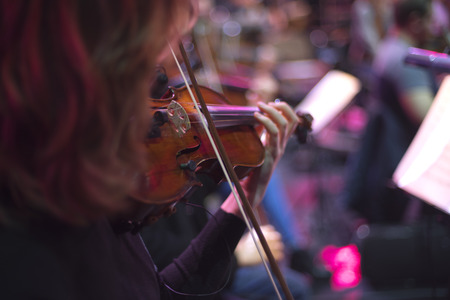 Violin at the concert. Close-upの写真素材