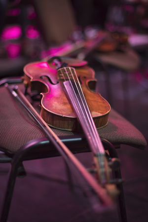 Violin at the concert. Close-upの写真素材