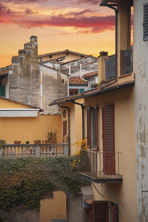 colored houses in the historic center of Rome. Italyの写真素材