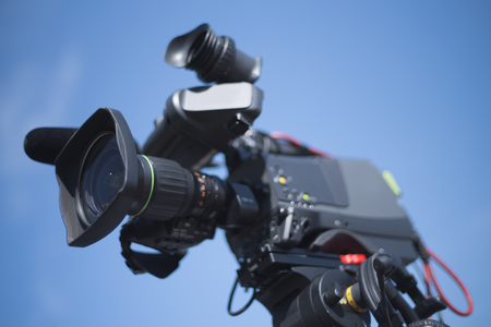 Video camera for shooting a concert on televisionの写真素材
