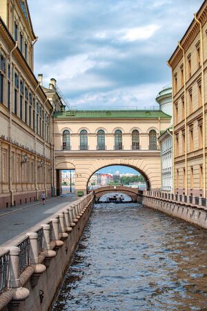 water canals and rivers on the streets of St. Petersburgの写真素材
