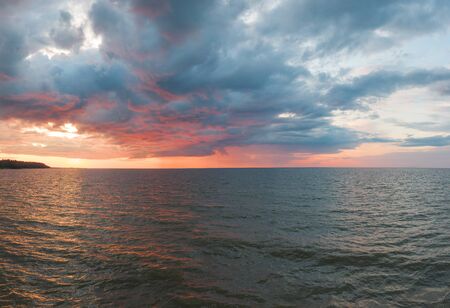 Sunset on the sea. Photographed on droneの写真素材