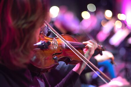 Violin at the concert. Close-upの写真素材