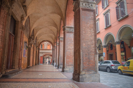 Piazza Maggiore in the historic center of Bologna, Italy
