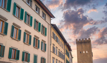 colored houses in the historic center of Rome. Italyのeditorial素材