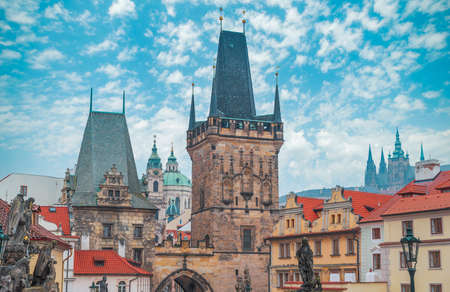 Prague - Charles bridge, Czech Republic. picturesque landscapeのeditorial素材
