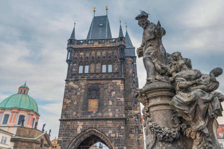 Prague - Charles bridge, Czech Republic. picturesque landscapeのeditorial素材