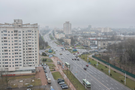 Minsk from a bird's eye view. Winterのeditorial素材