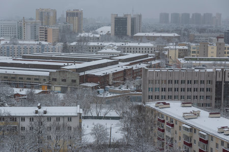 Minsk from a bird's eye view. Winterのeditorial素材