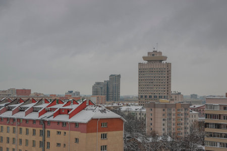 Minsk from a bird's eye view. Winterのeditorial素材