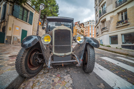 vintage car on the streets of Paris. Franceのeditorial素材
