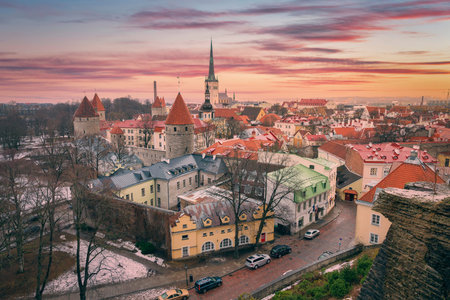 medieval old streets of Tallinn. Urban landscapeのeditorial素材