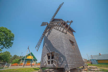 old windmill by the lake. in Belarusのeditorial素材