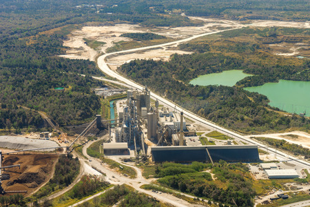 Aerial view of a quarry in rural countryside Floridaの写真素材