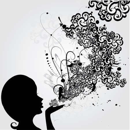 The abstract head of girl blows のイラスト素材