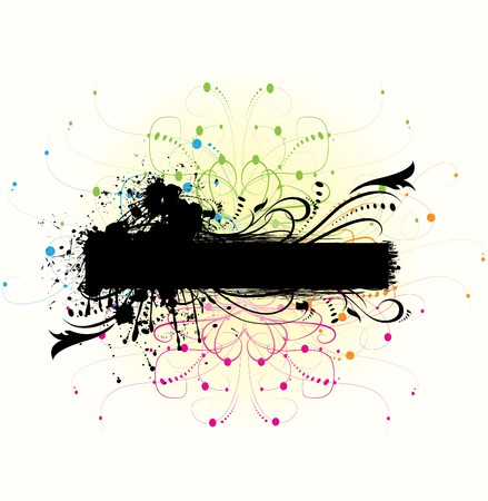 grunge banner with floral element のイラスト素材