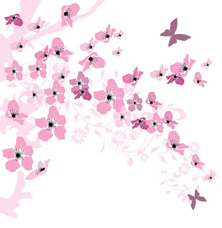 elegant spring background decorated with cherry blossoms のイラスト素材