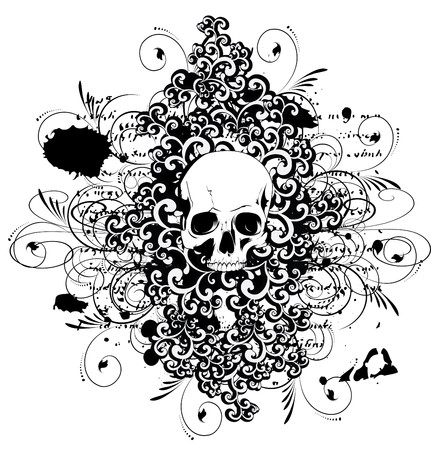 Vector skull with ornaments のイラスト素材