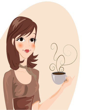 Girl drinking Coffee  のイラスト素材