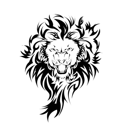 Lion in the form of a tattoo のイラスト素材