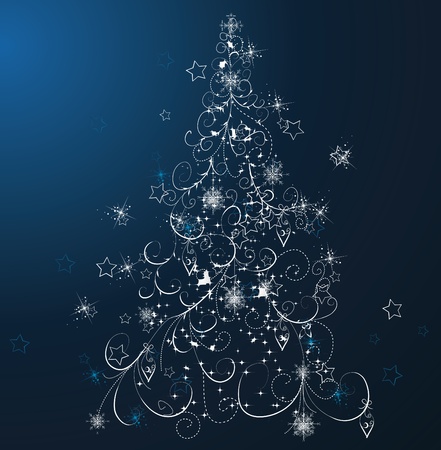 Blue christmas treeのイラスト素材