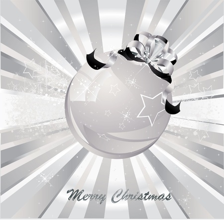 beautiful christmas ball on silver glowing background のイラスト素材