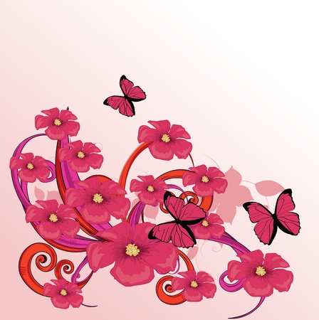 Beauty pink flower designのイラスト素材
