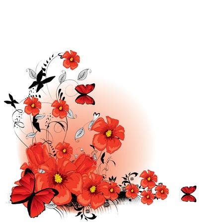 Floral background red のイラスト素材