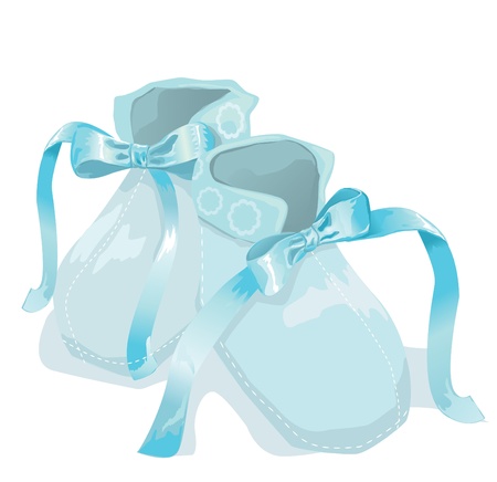 Blue baby shoes on white background のイラスト素材