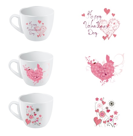 valentine day cup  designe set のイラスト素材