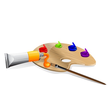  palette with paints and brushesのイラスト素材