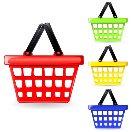 shopping basket set in different colorsのイラスト素材