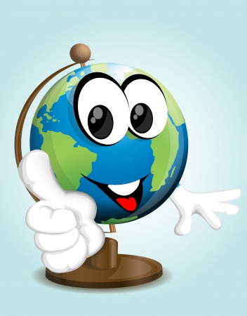 Smiling earth pointing with his fingerのイラスト素材