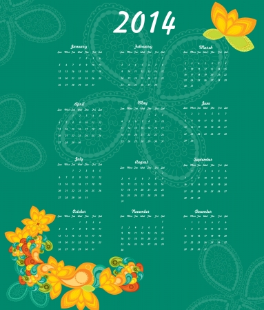 2014 year calendar のイラスト素材