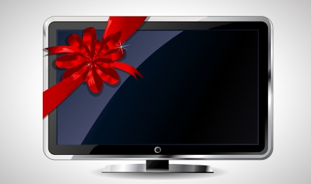 LCD TV with red bow のイラスト素材