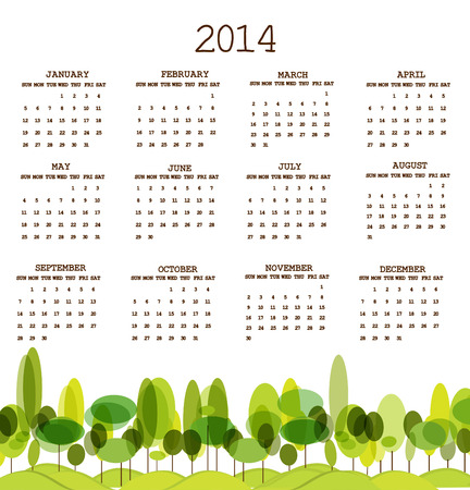 Tree calendar 2014のイラスト素材