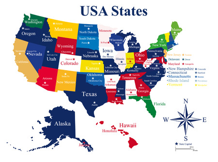 USA map with states and capital citiesのイラスト素材