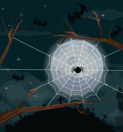 Halloween night background with full Moonのイラスト素材