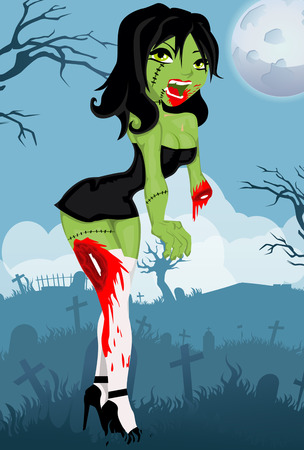 Cartoon zombie girlのイラスト素材