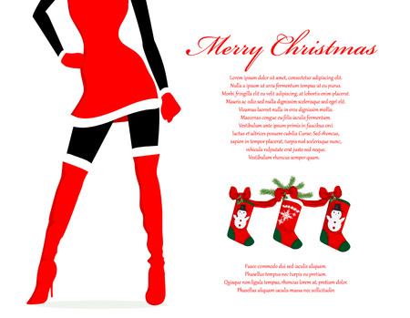 Santa girl Christmas backgroundのイラスト素材