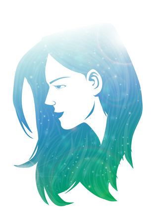 Beautiful women with abstract hairのイラスト素材